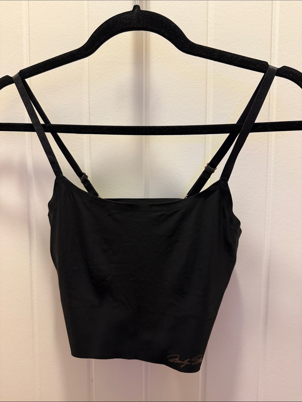 Marilyn Monroe Black Bralette Top with Gold Script Logo (S)